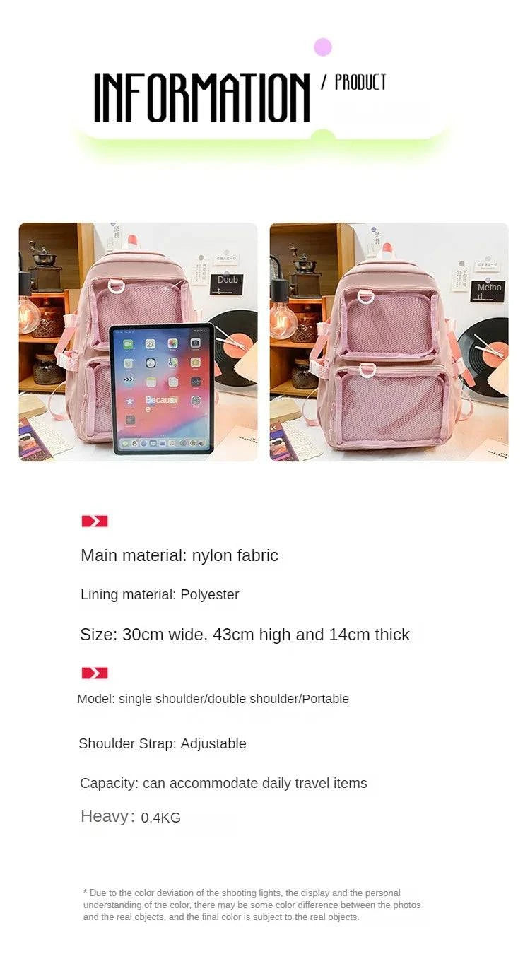 Japanese Kawaii Itabag Women New 2024 Transparent Backpack Women Large Capacity Ita Backpack School Bags For College Student JK