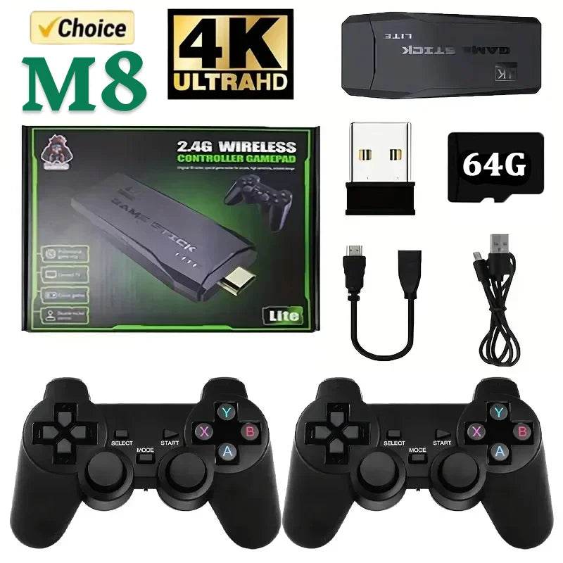 Video Game Sticks M8 Console 2.4G Dual Wireless Controller Game Stick 4K 10000 Games 64GB Retro Game for DropShiopping Xmas Gift - MarvelouStoree