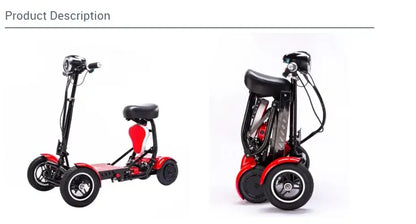 Foldable Mobility Scooter Adults Portable Electric Scooter 500W36V15AH Leisure Tricycle Mini Small Parent-child 4 Wheel Elderly