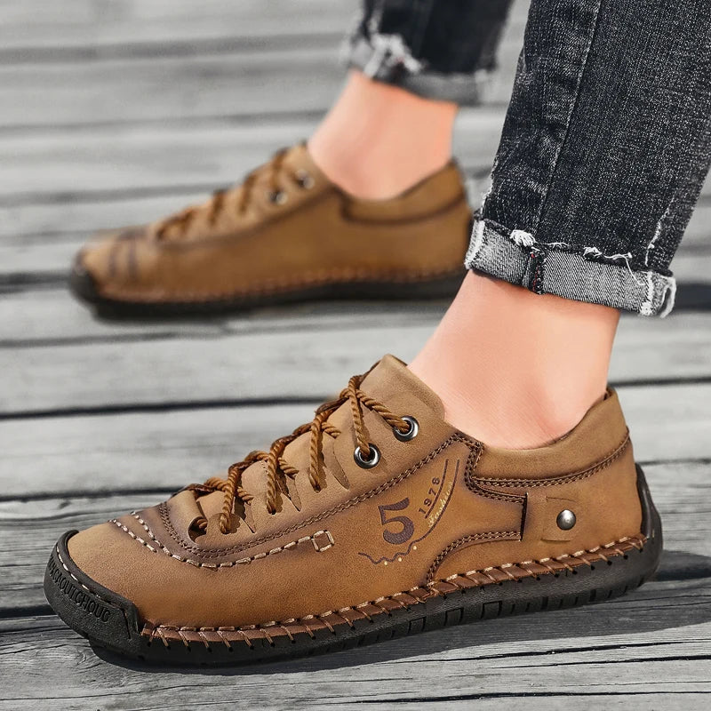 New Men Leather Casual Shoes Outdoor Comfortable High Quality Fashion Soft Homme Classic Ankle Non-slip Flats Moccasin Trend