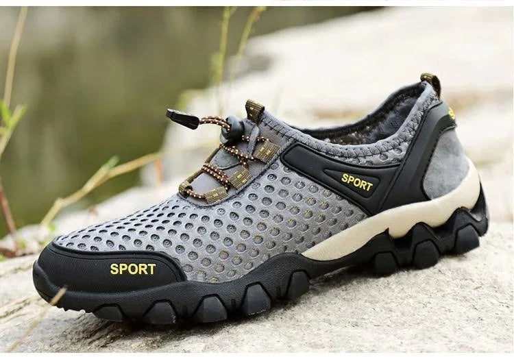 Summer Men's Mesh Sports Shoes Fashion Mountaineering Breathable Lightweight Anti Slip Shoes Outdoor Travel Running Casual Shoes