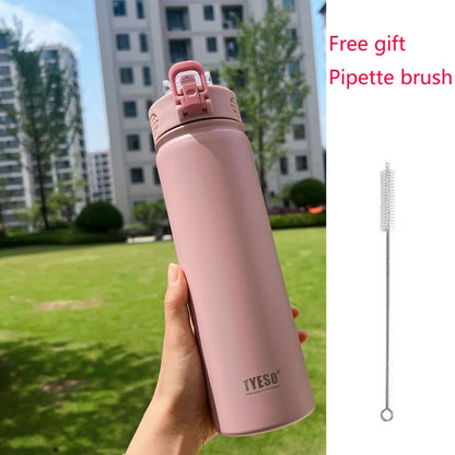 Thermos Bottle with Straw 750ml Stainless Steel Thermal Cup Car Insulated Flask Water Tumbler for Outdoor Sports