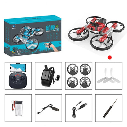 New 2 In1 Foldable RC Drone Motorcycle HD Camera Hand Gesture Helicopter DjiFlying Bike Outdoor Indoor Boy Age 7-12 Gift Box Toy