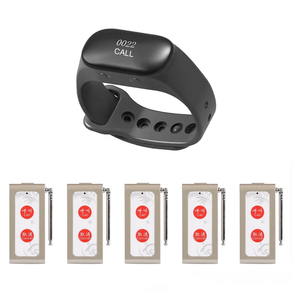 Wireless Wristband Watch System Pager Waiter Calling Alarm Pager Bracelet Receiver For Restaurant Plant  Bar Cafe Bank Hotel KTV