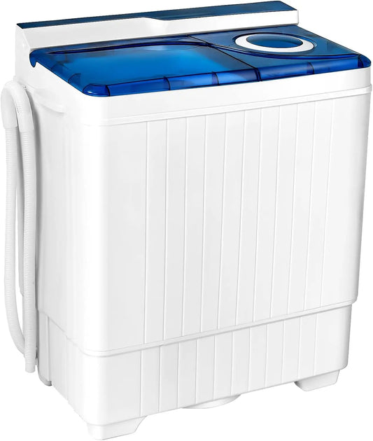 Semi-automatic, Twin Tub Washer with Spin Dryer, 26lbs Capacity, Built-in Drain Pump, Portable Laundry Washer, Compact Washing M