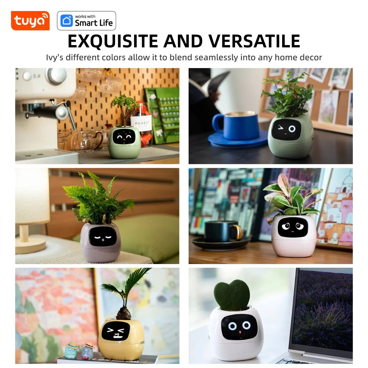 Tuya Smart Life Planter,Endless Fun Over 49 Rich Expressions,7 smart sensors,AI Chips Make Raising Plants Easy and Fun