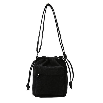 2024 New Women Bag Middle Shoulder Bag Korean Style Drawstring Bucket Bag Casual Light Youth Crossbody Bag Whole Sale