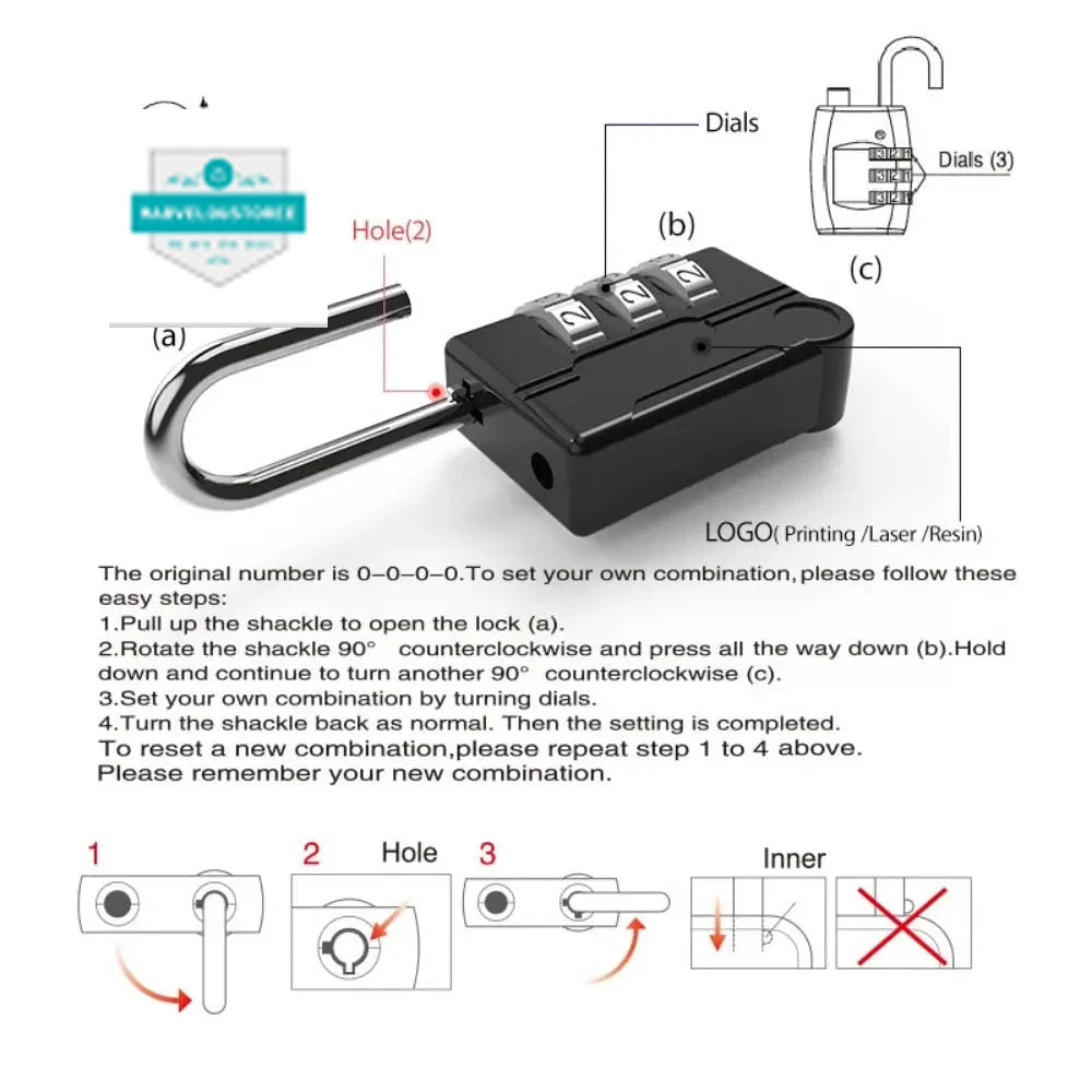 New Concept Color 4 Digit Combination Lock Anti-theft Safely Code Lock Travel Luggage Suitcase Lockers Zinc Alloy Padlock