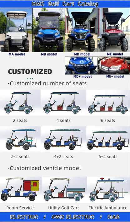 Europe And America Newly Designed 2/4/6/8/10/12 Seat 72V Club Sightseeing Car Off-road Hunting Cart Electric Golf Cart