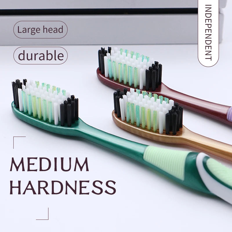 Medium hard bristle toothbrush 6 independent packages for adults Medium bristle toothbrus for Men and women