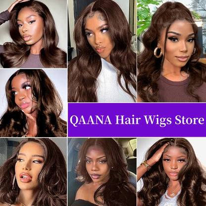 HD Chocolate Brown Body Wave Lace Front Wig Glueless Brazilian Brown 13x4 Lace Frontal Wigs For Women Human Hair Preplucked