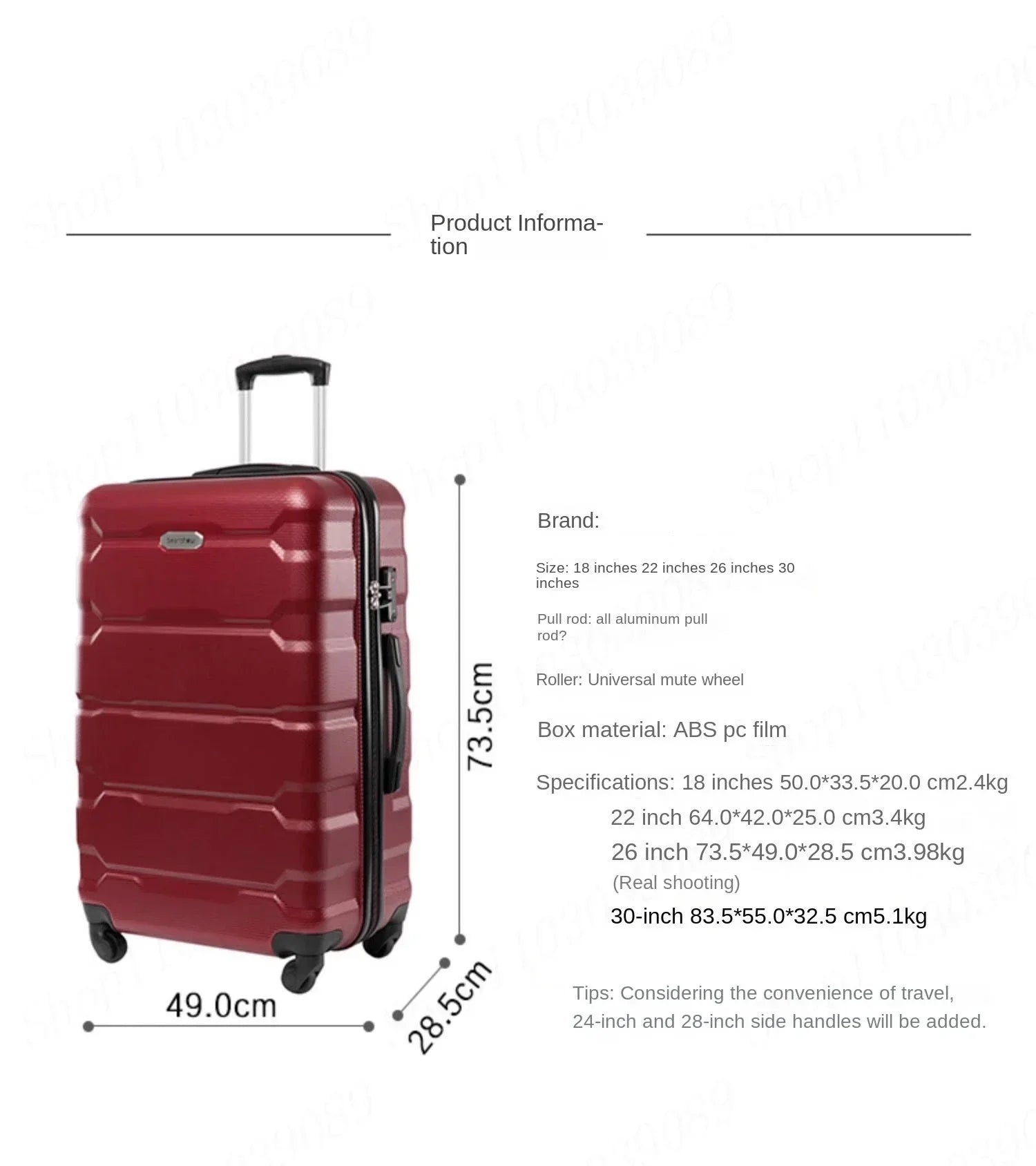 Large Capacity Suitcase Set 4 Pieces Rolling Suitcase Spinner Wheels Carry-on Luggage TSA Combination Lock Zipper Trolley Case