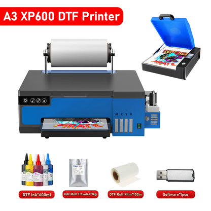 A3 XP600 DTF Printer Direct to Film Transfer Printing Machine impresora dtf a3 with Roll Feeder T shirt Printer For all Textile