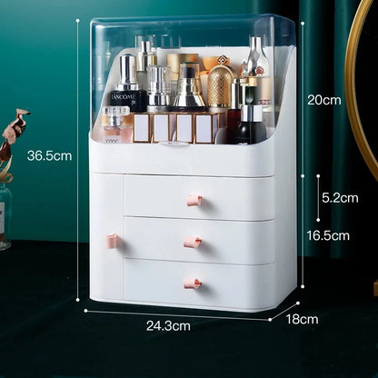 New Desktop Dustproof Organizer Storage Waterproof Fashion Skin Big Cosmetic Care Capacity Beauty Drawer Storage Box Makeup Bath