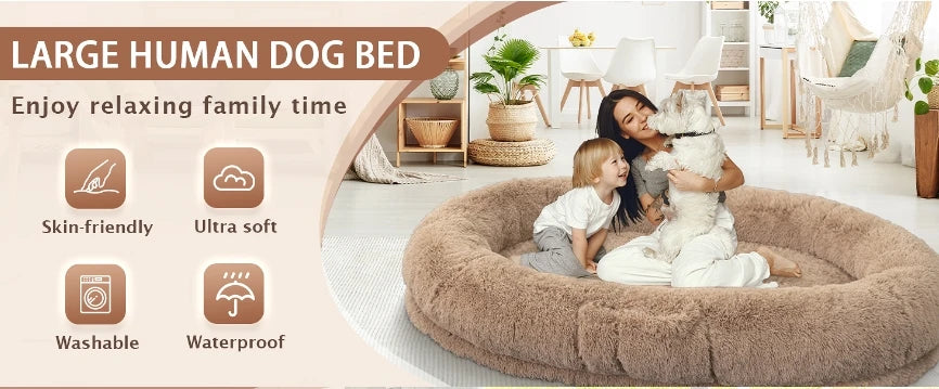 US Human Dog Bed, 71''x45''x12'' Size Fits Adult and Pet Washable Giant People Dog Bed 10 CM Thick Memory Foam Large Oversize