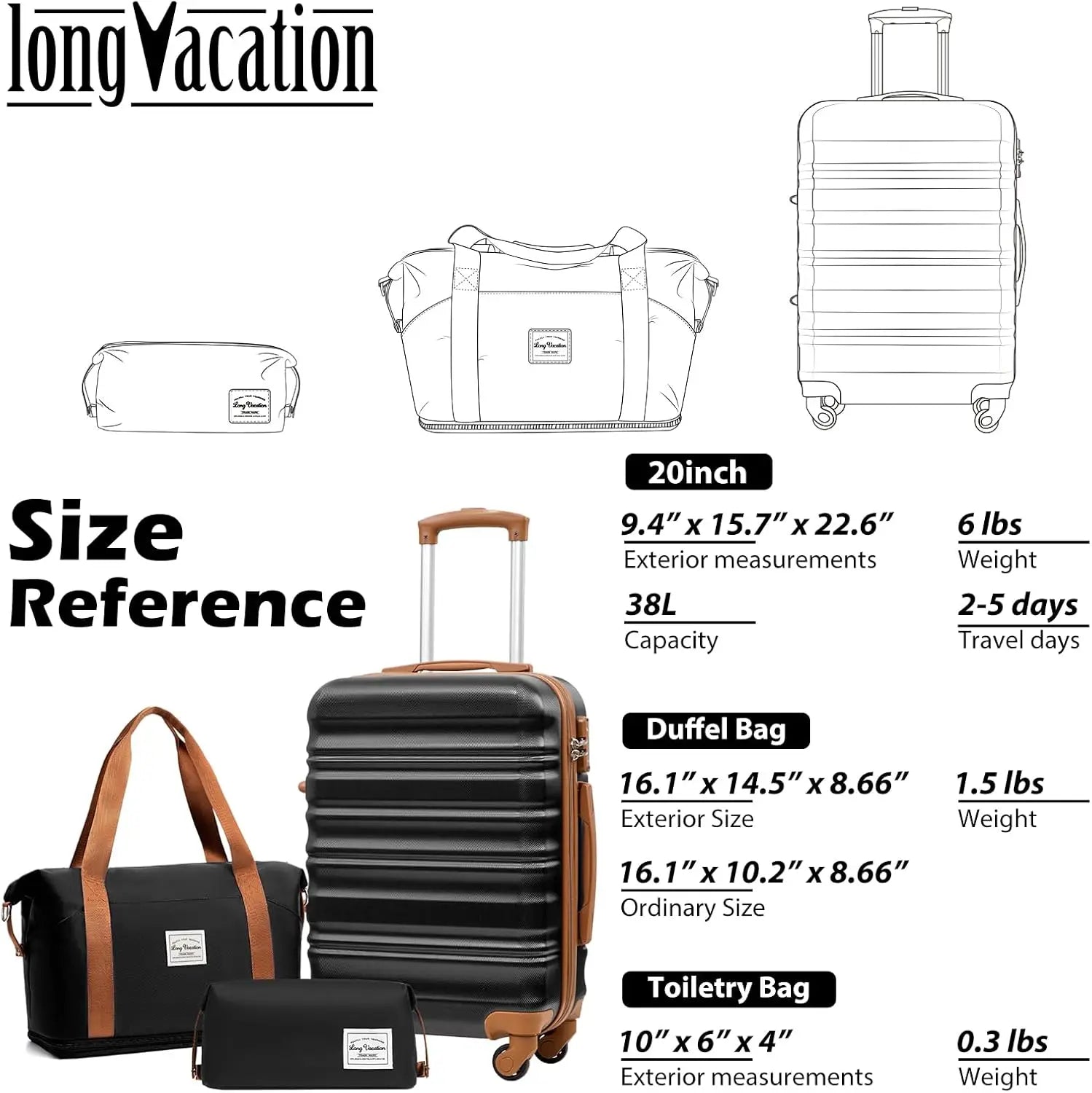 Luggage Set 4 Piece Luggage ABS hardshell TSA Lock Spinner Wheels Luggage Carry on Suitcase WHITE-BROWN, 6 piece set