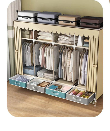 Simple wardrobe, sturdy and durable fabric cabinet, home bedroom assembly, rental room storage cabinet, wardrobe rack - MarvelouStoree