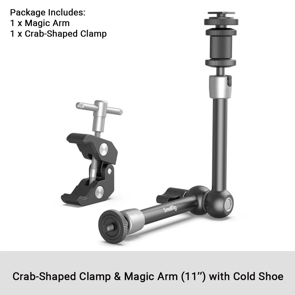 SmallRig Clamp w/ 1/4" and 3/8" Thread and 9.5 Inches Adjustable Friction Power Articulating Magic Arm for LCD Monitor/LED Light