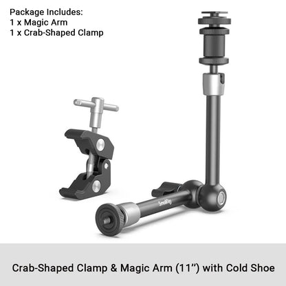 SmallRig Clamp w/ 1/4" and 3/8" Thread and 9.5 Inches Adjustable Friction Power Articulating Magic Arm for LCD Monitor/LED Light