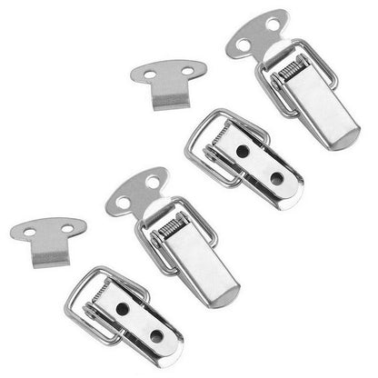 4PCS Stainless Steel Mini Lock Cabinet Boxes Spring Loaded Latch Catch Toggle Clamp Hasp For Chest Box Gift Suitcase Case