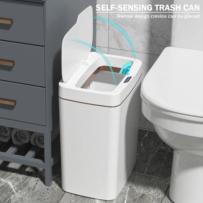 15/18L Automatic Trash Bin Quiet Intelligent Touchless Trash Can Rechargeable Auto Motion Sensor Rubbish Can for Bathroom Toilet