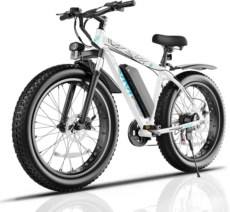 Qvivi f26ful peak 1000W 26 "x 4.0 fat tire electric bike with 48V 13ah removable battery, 7speed, top 26mph, CR