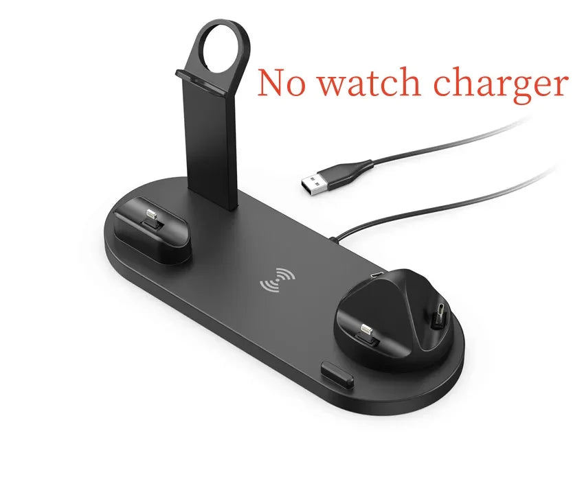 All In 1 Wireless Charger Stand For iPhone 15 14 13 12 11 X Apple Watch Airpods Desk Phone Chargers Fast Charging Dock Station