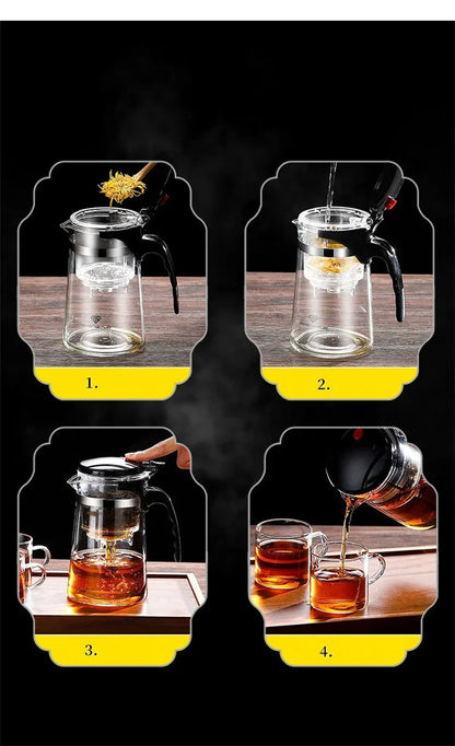 Chinese Style Kung Fu Teapot Heat Resistant Glass Teapot with Tea Water Separation Filter Home Coffee Pot Home Teaware Set