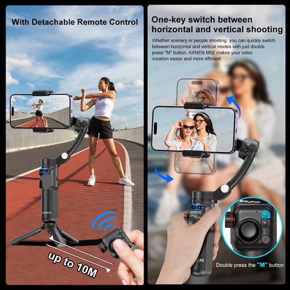 Handheld Stabilizer 3 Axis Gimbal for Cellphone Outdoor Video Shot for iPhone 16 15 PRO MAX Samsung Android, Optional AI Module