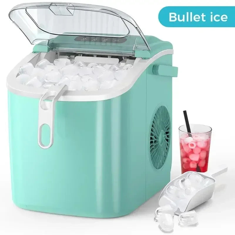 COWSAR Bullet Ice Maker Countertop with Self-Cleaning, 26.5lbs/24Hrs, 6 Mins/9 Pcs Bullet Ice, Portable Ice Maker