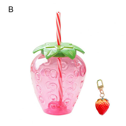 500ml Summer Cute Strawberry Straw Water Bottle Milk Coffee Straw Cup for Home Cartoon Water Bottle Juice Bottle Drinking Cup