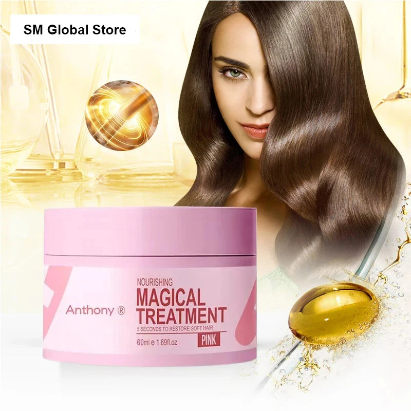 60ml Magical Hair Mask Repair Damaged Curly Hair Frizzy Soft Smooth Shiny Deep Moisturize Treat Care Serum Oil Beauty Health