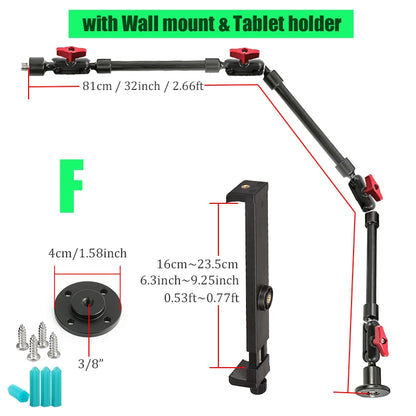 BFOLLOW 32" 22" Smartphone Bracket Magic Arm for Camera Articulated Flexible Wall Mount Desk Clamp Tablet Webcam Gopro Stand