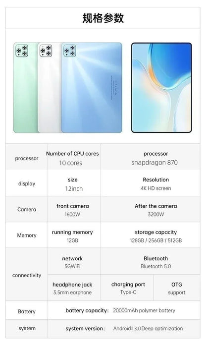 Tablet iPad Air Pro, 11 inches, 16GB/1TB, Dean，Android 13， Core board, PC, phone, tourist, WiFi, original 2024