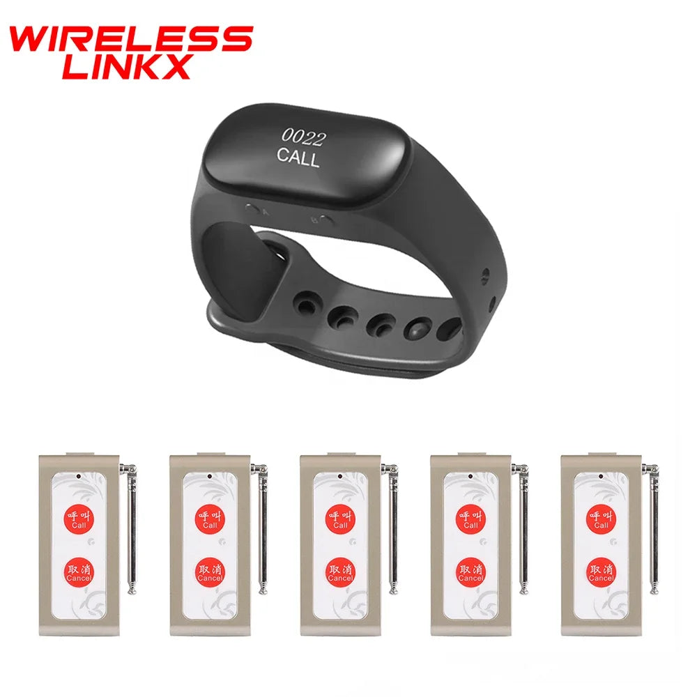 Wireless Wristband Watch System Pager Waiter Calling Alarm Pager Bracelet Receiver For Restaurant Plant  Bar Cafe Bank Hotel KTV