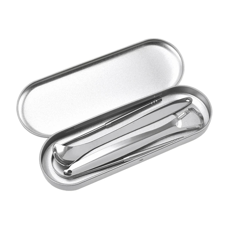 Stainless Steel Tongue Scraper Cleaner Travel Handy Case Fresh Breath Cleaning Coated Oral Hygiene Scrapper Cleaning Tools