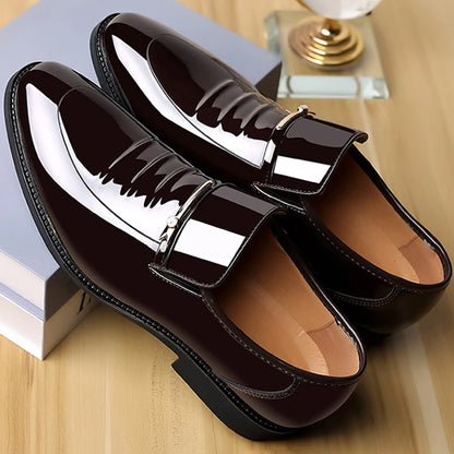 Patent Leather Shoes for Men Business Shoes Casual Point Toe Slip on Loafers for Men Luxury Party Wedding Plus Size Shoes