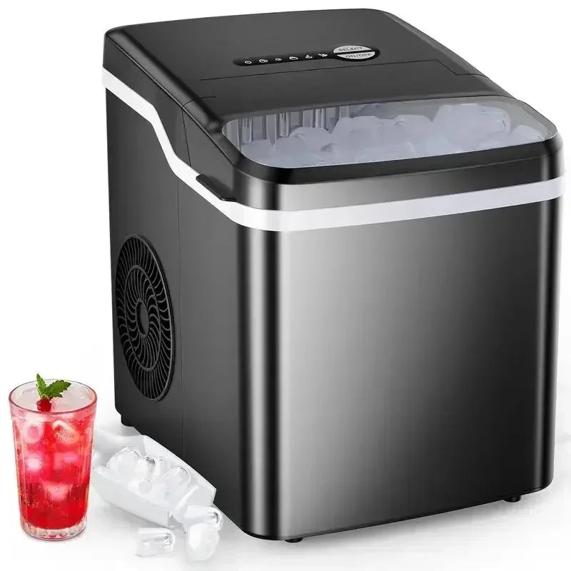 COWSAR Bullet Ice Maker Countertop with Self-Cleaning, 26.5lbs/24Hrs, 6 Mins/9 Pcs Bullet Ice, Portable Ice Maker