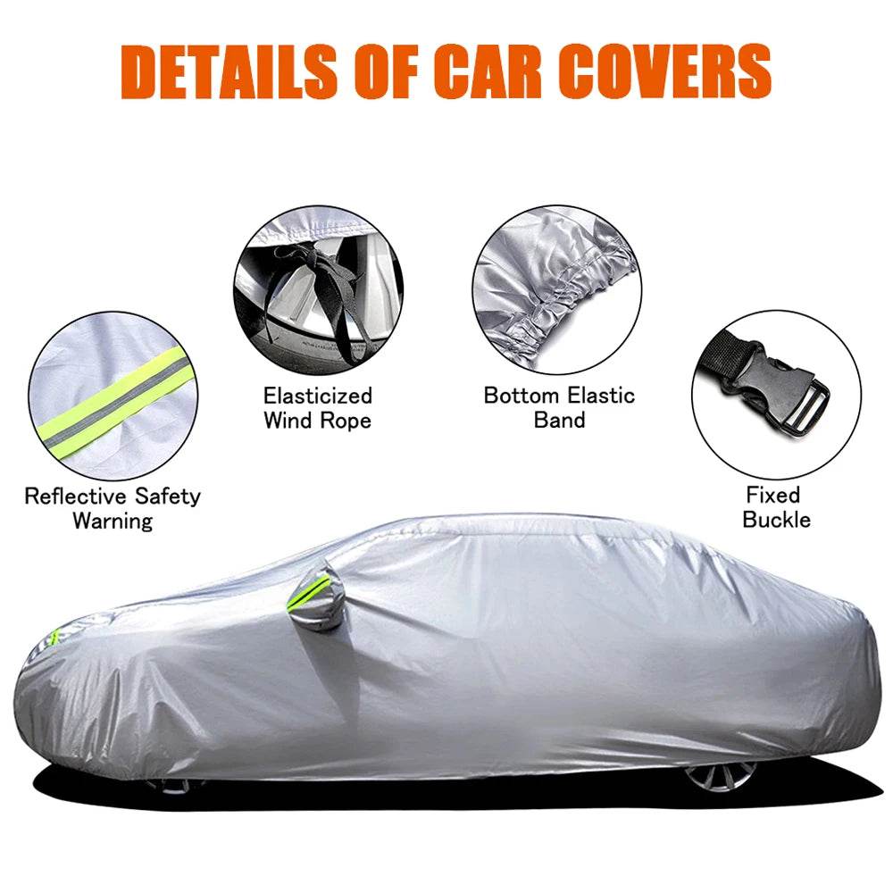 S-XXL Car Cover Sedan Full Covers with Reflective Strip Sunscreen Protection Dustproof&Waterproof UV Scratch-Resistant Universal - MarvelouStoree