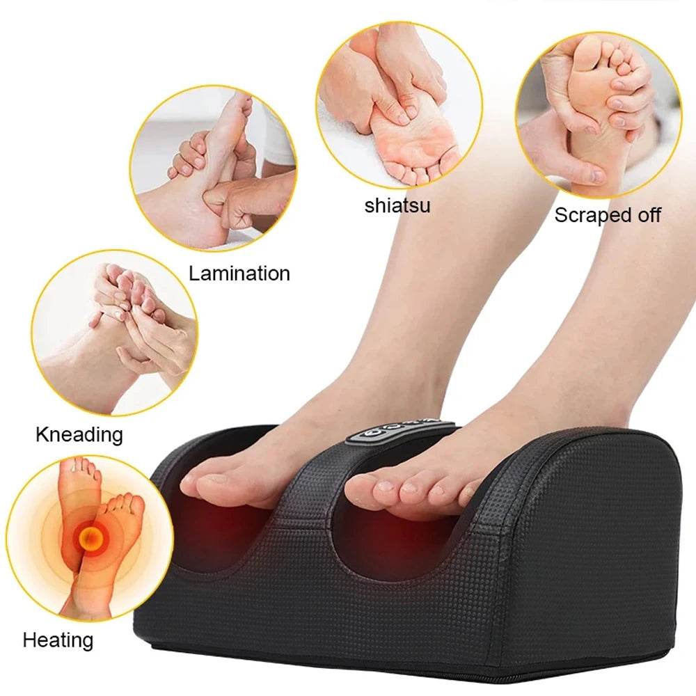 Electric Foot Massager Shiatsu Kneading Deep Tissue Relax Heated Roller Calf Pain Relief Fatigue Muscles Vibrator Machine Health - MarvelouStoree