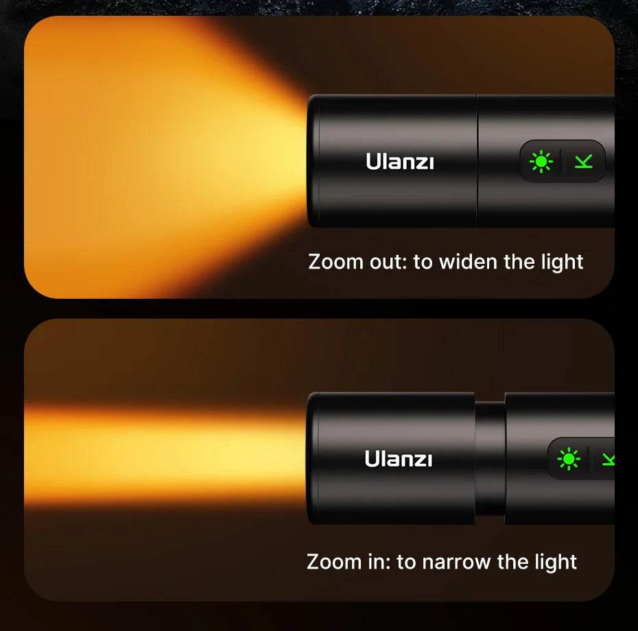 Ulanzi LM07 Videography Flashlight Bi-Color Dimmable Brightness Zoomable Light Photography Video Light for Outdoor - MarvelouStoree