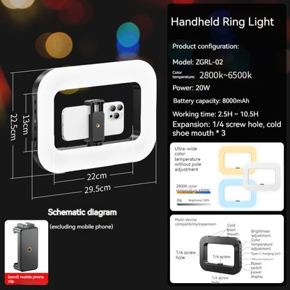 Three-color dimming, ring rabbit cage fill light selfie live broadcast photography light with Bluetooth selfie reverse charging