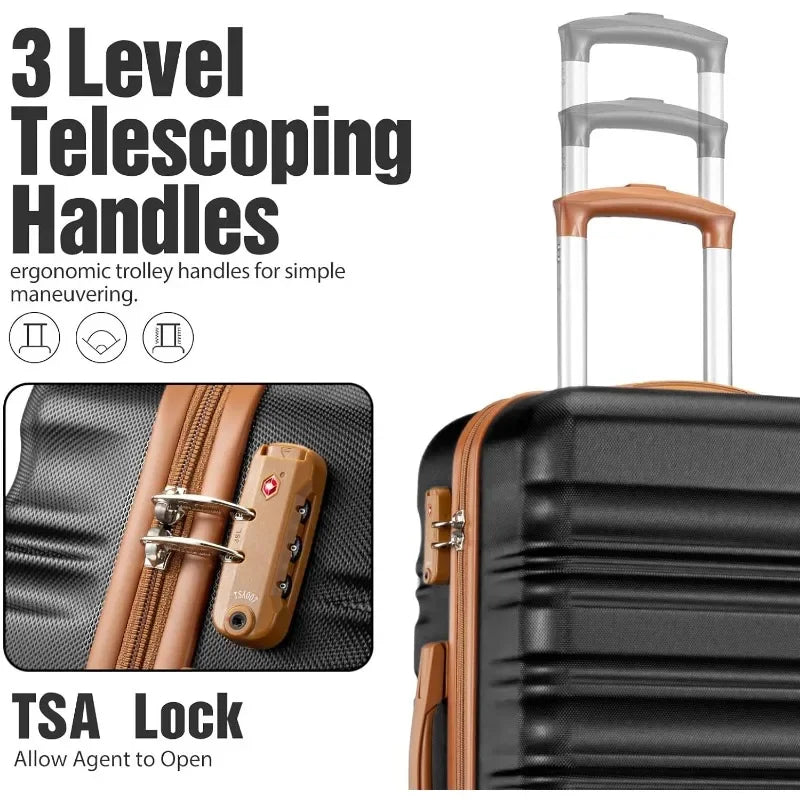 Luggage Set 4 Piece Luggage Set ABS hardshell TSA Lock Spinner Wheels Luggage Carry on Suitcase