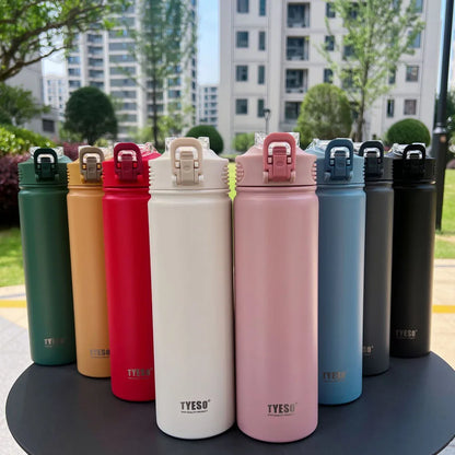 Thermos Bottle with Straw 750ml Stainless Steel Thermal Cup Car Insulated Flask Water Tumbler for Outdoor Sports