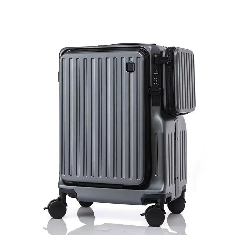 COLENARA Carry-on Travel Luggage Front Opening Laptop Boarding Case 20 Inch USB Charging Trolley Case Women's Cabin Suitcase