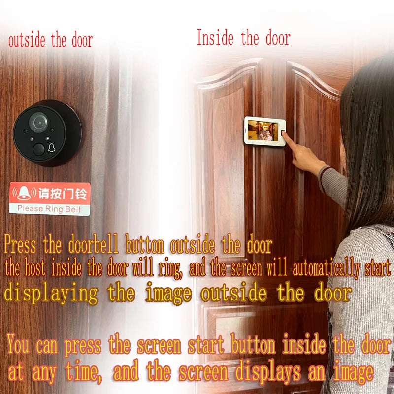 4.3 Inch video peephole Viewer IR Night Vision HD Camera Cat Eye Door Bell Smart HomeUltra wide angle Video Doorbell Camera