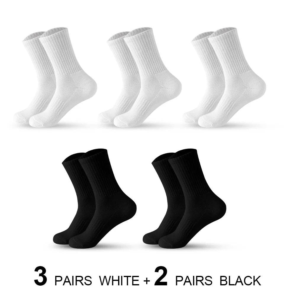 Men Socks Cotton Breathable Long Business Harajuku Socks Solid Gentleman Sox Sokken Outdoor Sports 5 Pairs/Lot Socks - MarvelouStoree