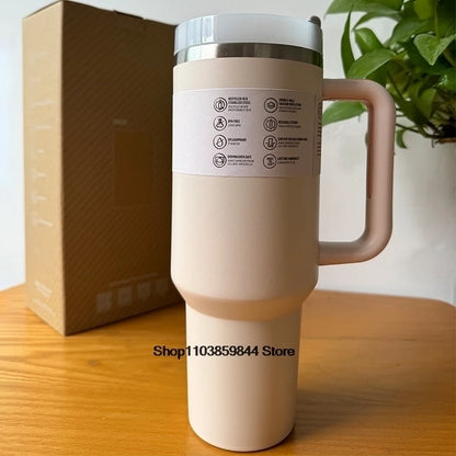 40 oz Tumblers Cup Straw Car Travel Mugs Coffee Tumbler Cups for Stanleys With Handle Insulated Stainless Steel Lid