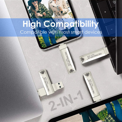 2 in 1 Usb 3.0 OTG USB-C Flash Pen Drive Metal Memory Stick flash Disk 64GB 128GB 256G USB3.0 Dual C Pendrive