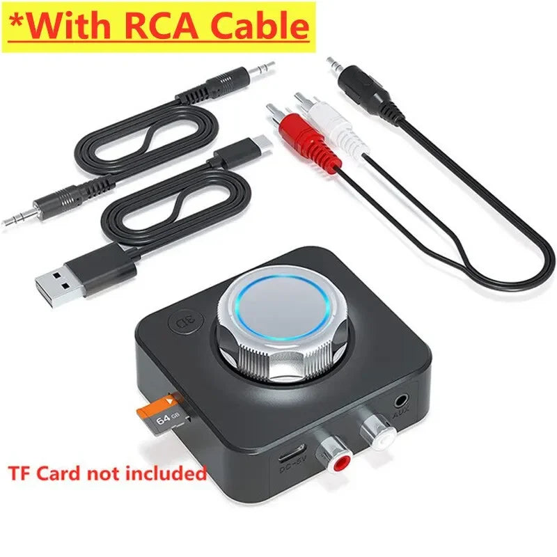 Bluetooth 5.0 Audio Receiver 3D Stereo Music Wireless Adapter TF Card RCA 3.5mm 3.5 AUX Jack For Car Speaker Amplifier Headphone